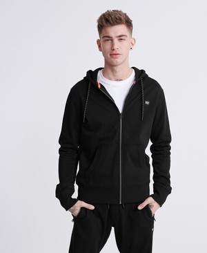 Superdry Collective Loopback Cipzár Férfi Kapucnis Pulóver Fekete | MNQXY5127